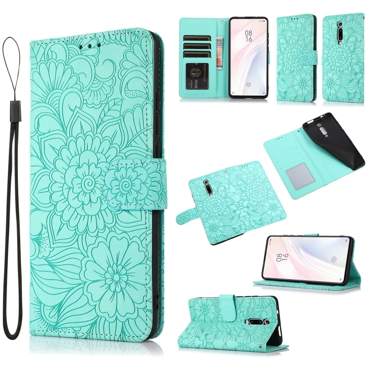 For Xiaomi Redmi K20 Skin Feel Embossed Sunflower Horizontal Flip Leather Case with Holder & Card Slots & Wallet & Lanyard
