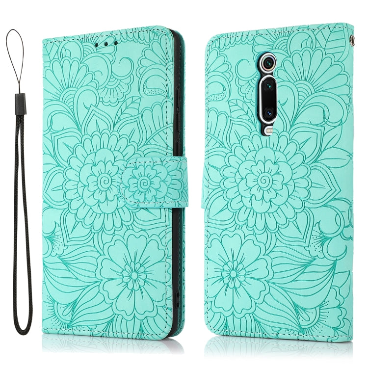 For Xiaomi Redmi K20 Skin Feel Embossed Sunflower Horizontal Flip Leather Case with Holder & Card Slots & Wallet & Lanyard