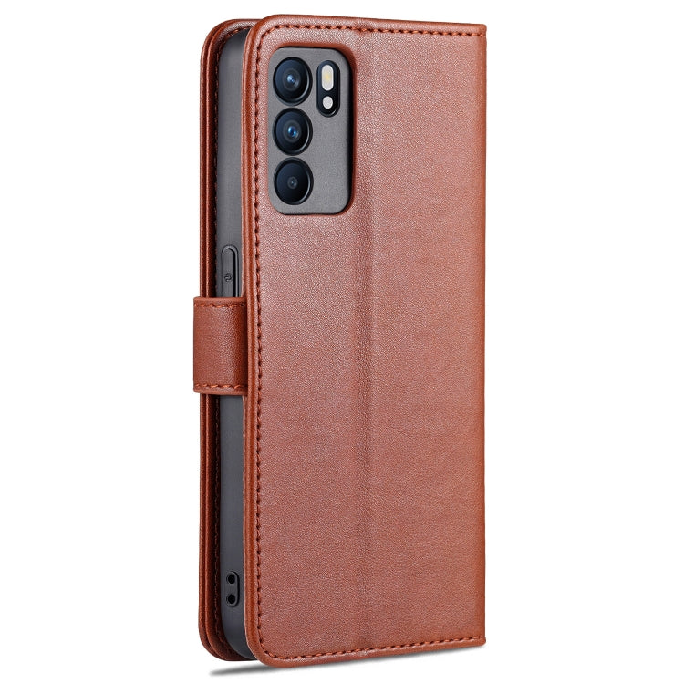 For OPPO Reno6 / Reno6 Pro 5G AZNS Sheepskin Texture Horizontal Flip Leather Case with Holder & Card Slots & Wallet