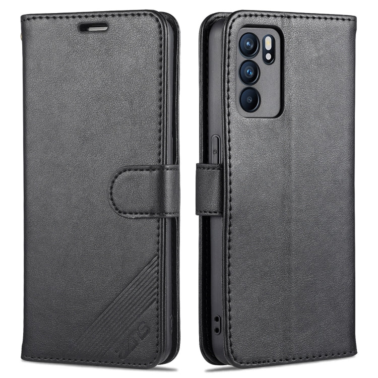 For OPPO Reno6 / Reno6 Pro 5G AZNS Sheepskin Texture Horizontal Flip Leather Case with Holder & Card Slots & Wallet