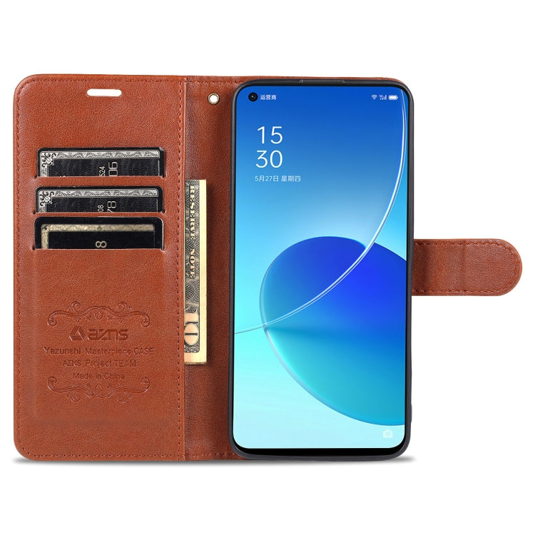 For OPPO Reno6 / Reno6 Pro 5G AZNS Sheepskin Texture Horizontal Flip Leather Case with Holder & Card Slots & Wallet