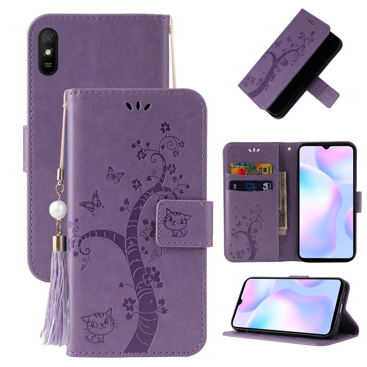 For Xiaomi Redmi 9A Embossed Lucky Tree Horizontal Flip Leather Case with Holder & Card Slot & Wallet & Lanyard