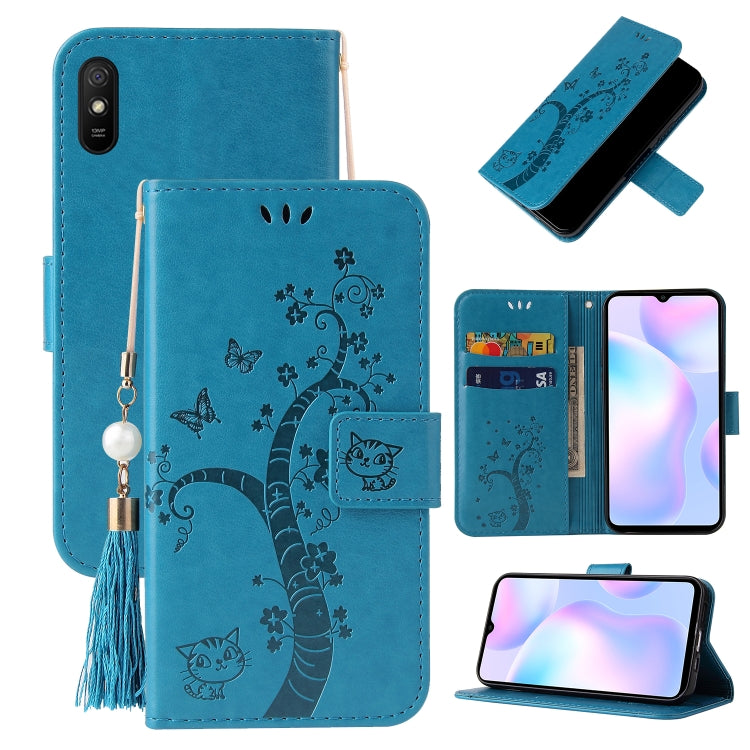 For Xiaomi Redmi 9A Embossed Lucky Tree Horizontal Flip Leather Case with Holder & Card Slot & Wallet & Lanyard