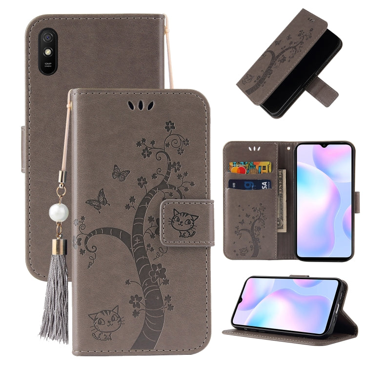 For Xiaomi Redmi 9A Embossed Lucky Tree Horizontal Flip Leather Case with Holder & Card Slot & Wallet & Lanyard