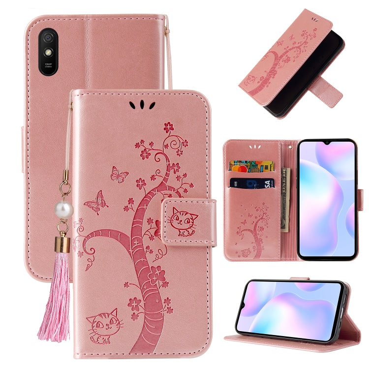 For Xiaomi Redmi 9A Embossed Lucky Tree Horizontal Flip Leather Case with Holder & Card Slot & Wallet & Lanyard