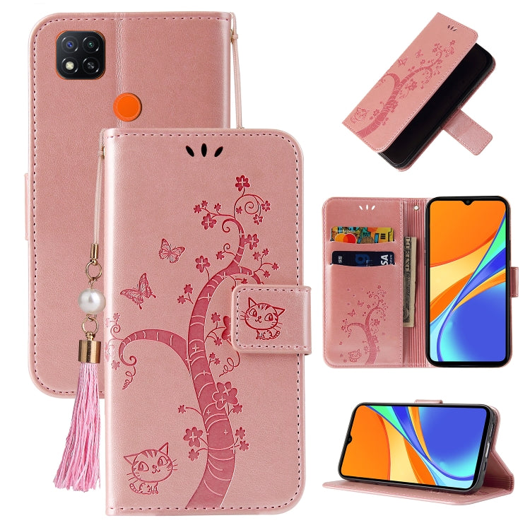 For Xiaomi Redmi 9C Embossed Lucky Tree Horizontal Flip Leather Case with Holder & Card Slot & Wallet & Lanyard
