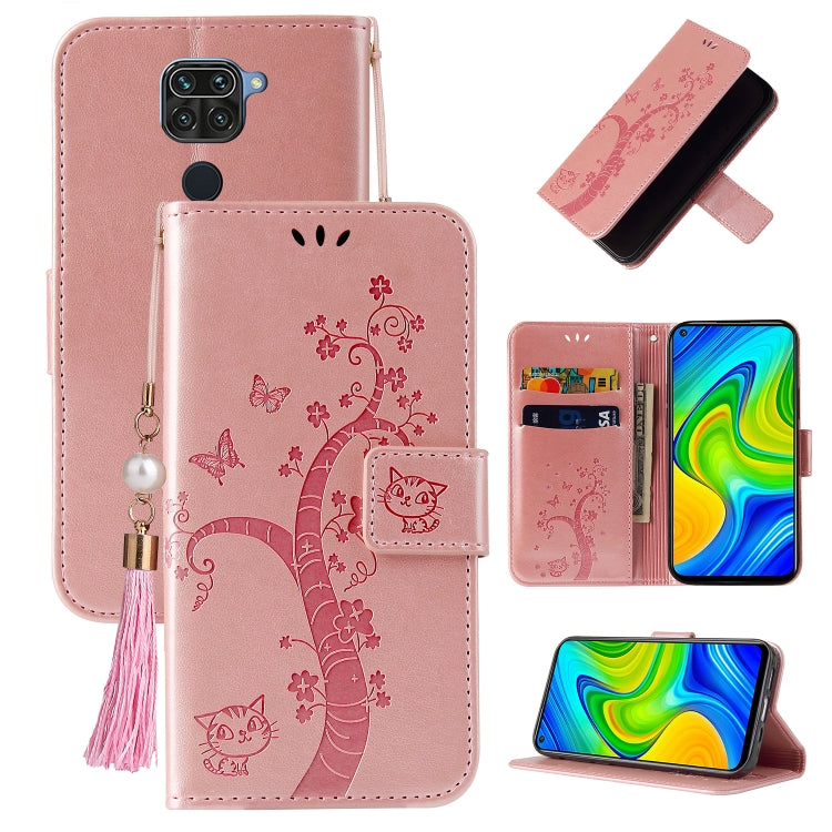 For Xiaomi Redmi Note 9 Embossed Lucky Tree Horizontal Flip Leather Case with Holder & Card Slot & Wallet & Lanyard