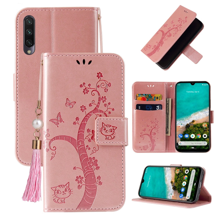 For Xiaomi Mi A3 Embossed Lucky Tree Horizontal Flip Leather Case with Holder & Card Slot & Wallet & Lanyard