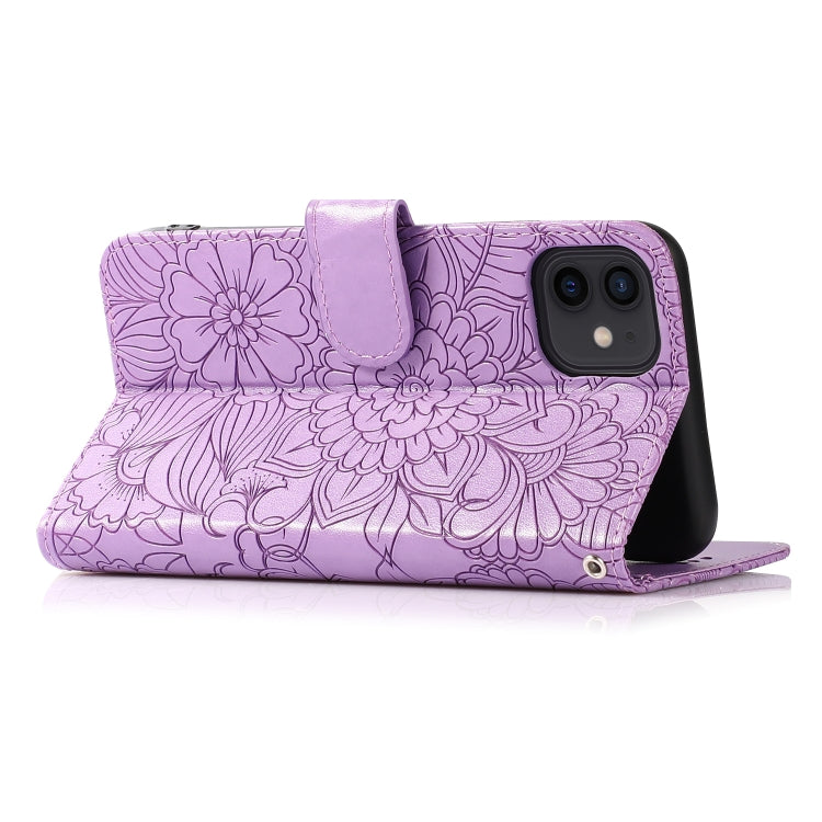 For iPhone 11 Skin Feel Embossed Sunflower Horizontal Flip Leather Case with Holder & Card Slots & Wallet & Lanyard