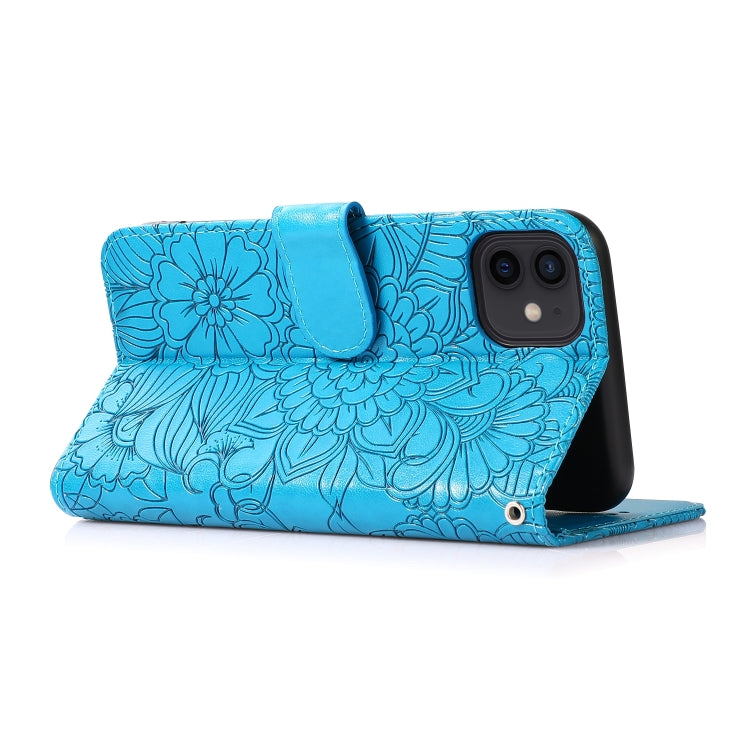For iPhone 11 Skin Feel Embossed Sunflower Horizontal Flip Leather Case with Holder & Card Slots & Wallet & Lanyard