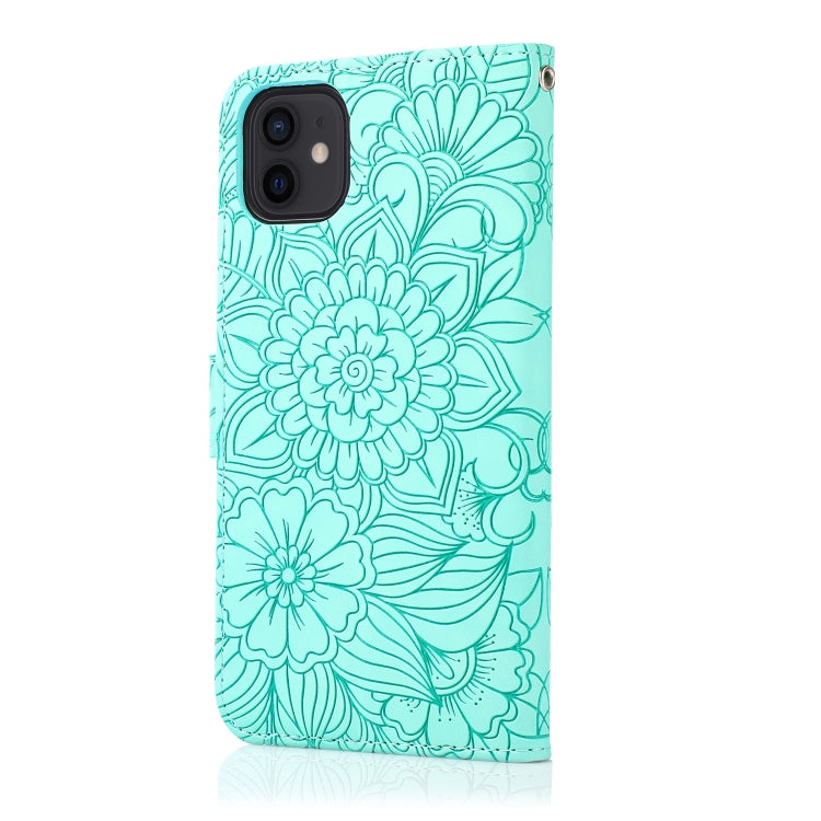 For iPhone 11 Skin Feel Embossed Sunflower Horizontal Flip Leather Case with Holder & Card Slots & Wallet & Lanyard