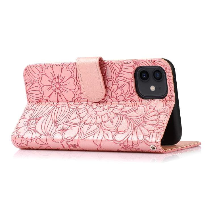 For iPhone 11 Skin Feel Embossed Sunflower Horizontal Flip Leather Case with Holder & Card Slots & Wallet & Lanyard