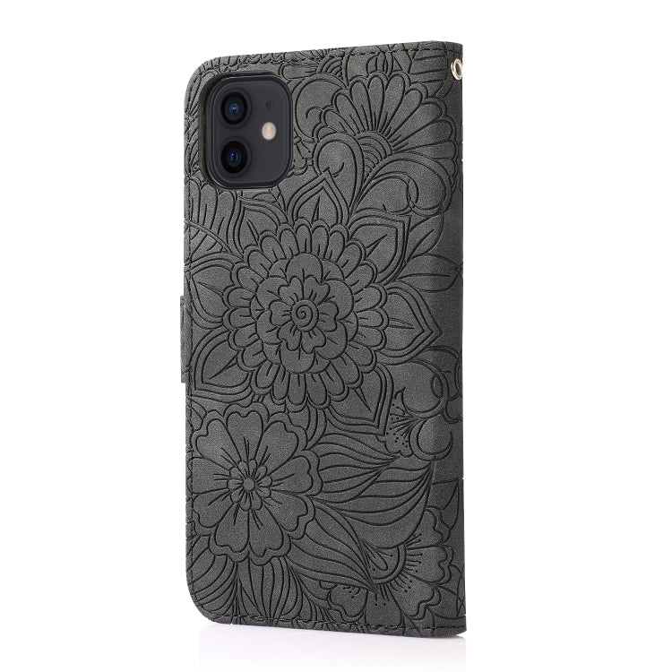 For iPhone 11 Skin Feel Embossed Sunflower Horizontal Flip Leather Case with Holder & Card Slots & Wallet & Lanyard