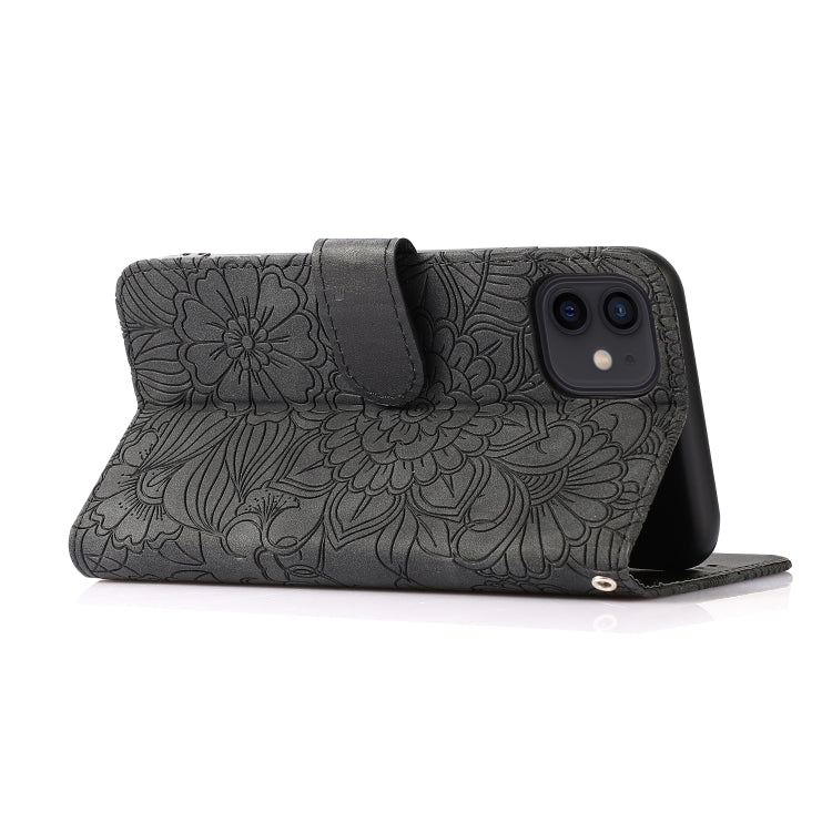 For iPhone 11 Skin Feel Embossed Sunflower Horizontal Flip Leather Case with Holder & Card Slots & Wallet & Lanyard