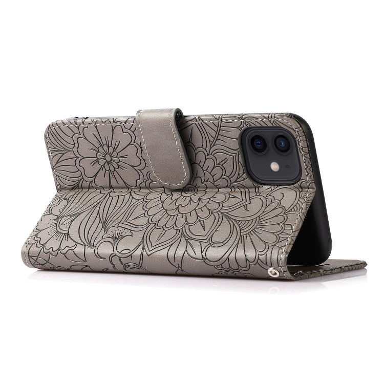 For iPhone 11 Skin Feel Embossed Sunflower Horizontal Flip Leather Case with Holder & Card Slots & Wallet & Lanyard