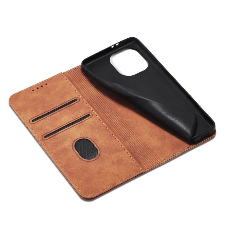 For Xiaomi Mi 11 Skin-feel Calfskin Texture Magnetic Dual-Fold Horizontal Flip Leather Case with Holder & Card Slots & Wallet