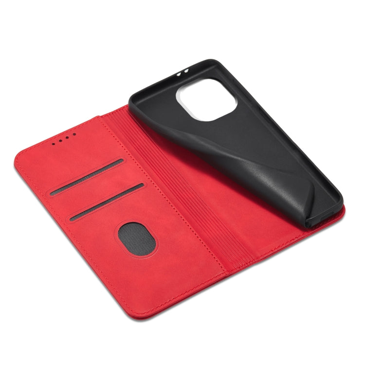 For Xiaomi Mi 11 Skin-feel Calfskin Texture Magnetic Dual-Fold Horizontal Flip Leather Case with Holder & Card Slots & Wallet