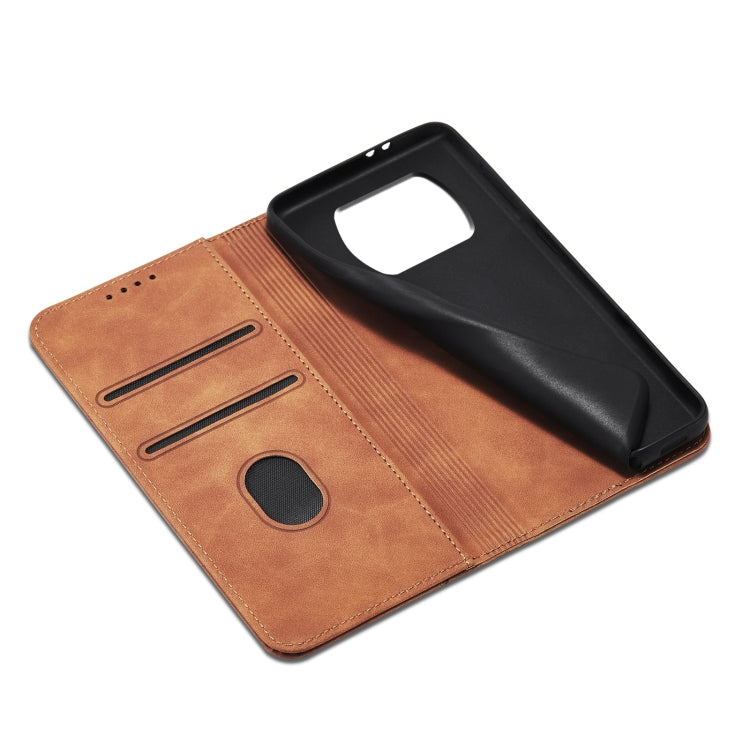 For Xiaomi Poco X3 NFC Skin-feel Calfskin Texture Magnetic Dual-Fold Horizontal Flip Leather Case with Holder & Card Slots & Wallet