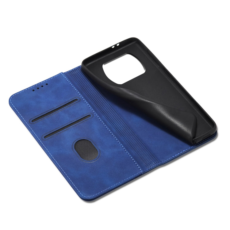 For Xiaomi Poco X3 NFC Skin-feel Calfskin Texture Magnetic Dual-Fold Horizontal Flip Leather Case with Holder & Card Slots & Wallet