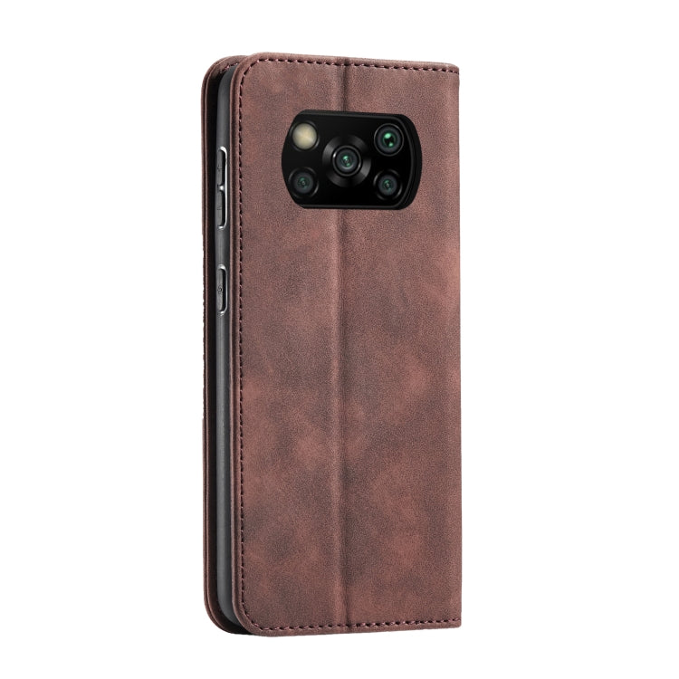 For Xiaomi Poco X3 NFC Skin-feel Calfskin Texture Magnetic Dual-Fold Horizontal Flip Leather Case with Holder & Card Slots & Wallet