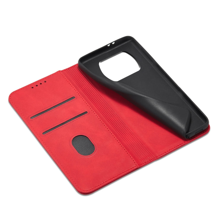 For Xiaomi Poco X3 NFC Skin-feel Calfskin Texture Magnetic Dual-Fold Horizontal Flip Leather Case with Holder & Card Slots & Wallet