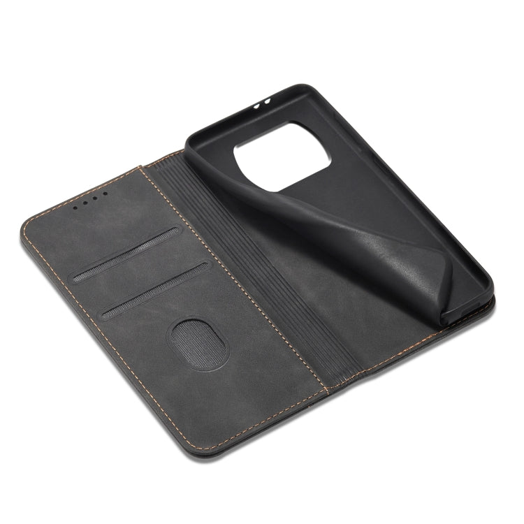 For Xiaomi Poco X3 NFC Skin-feel Calfskin Texture Magnetic Dual-Fold Horizontal Flip Leather Case with Holder & Card Slots & Wallet