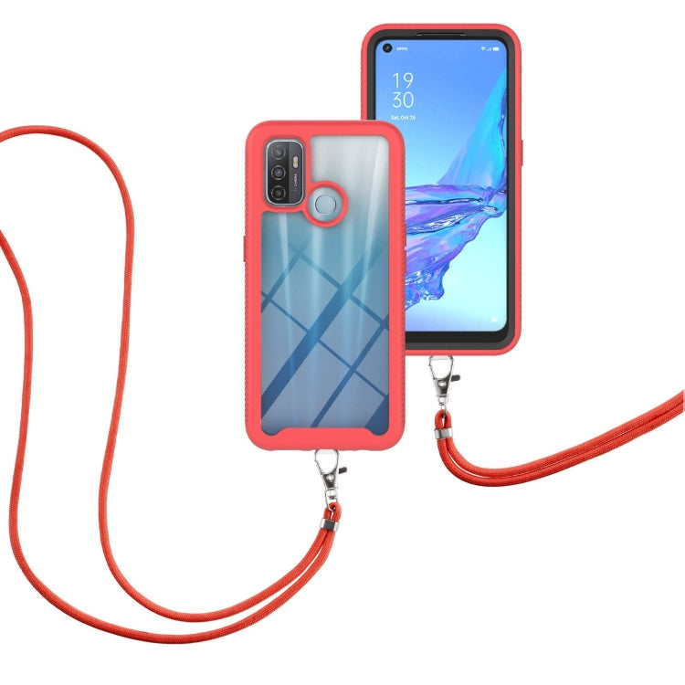 For OPPO A53 Starry Sky Solid Color Series Shockproof PC + TPU Protective Case with Neck Strap