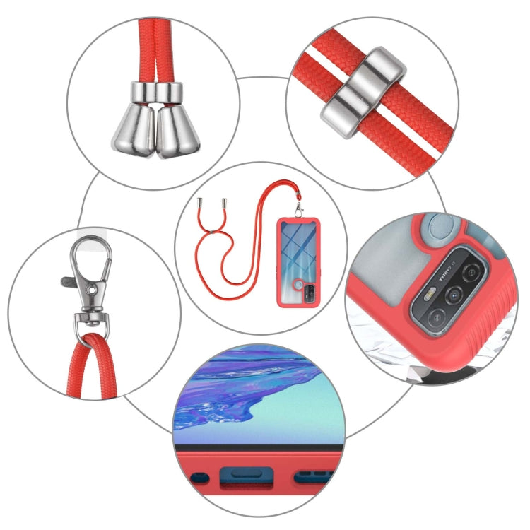 For OPPO A53 Starry Sky Solid Color Series Shockproof PC + TPU Protective Case with Neck Strap