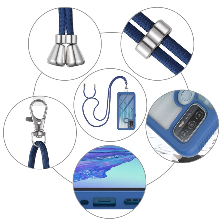 For OPPO A53 Starry Sky Solid Color Series Shockproof PC + TPU Protective Case with Neck Strap