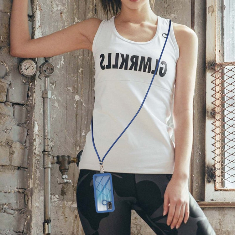 For OPPO A53 Starry Sky Solid Color Series Shockproof PC + TPU Protective Case with Neck Strap