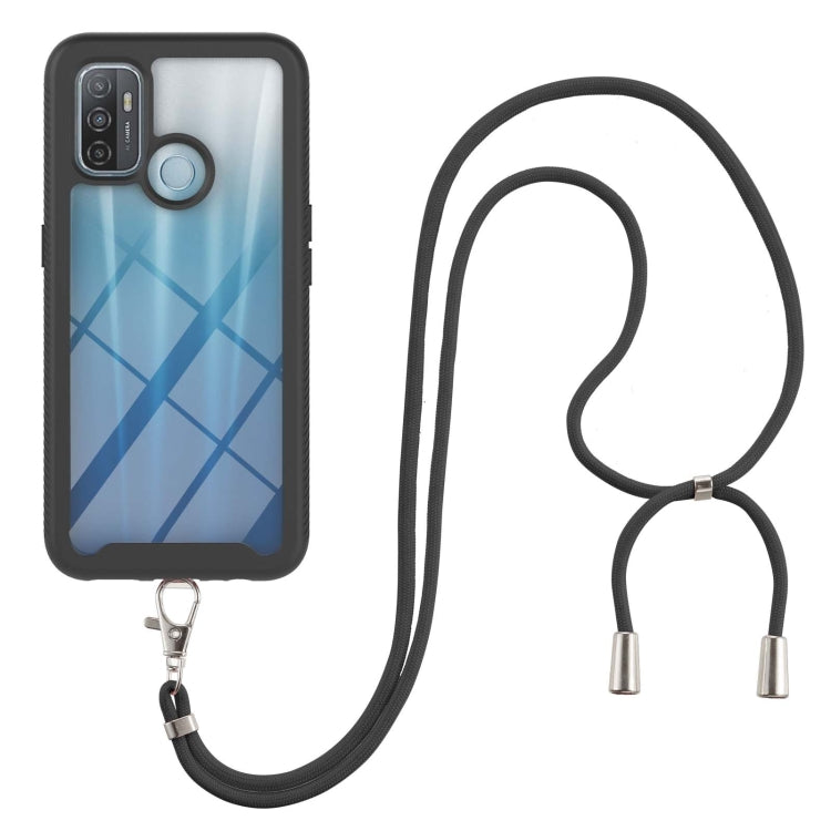 For OPPO A53 Starry Sky Solid Color Series Shockproof PC + TPU Protective Case with Neck Strap