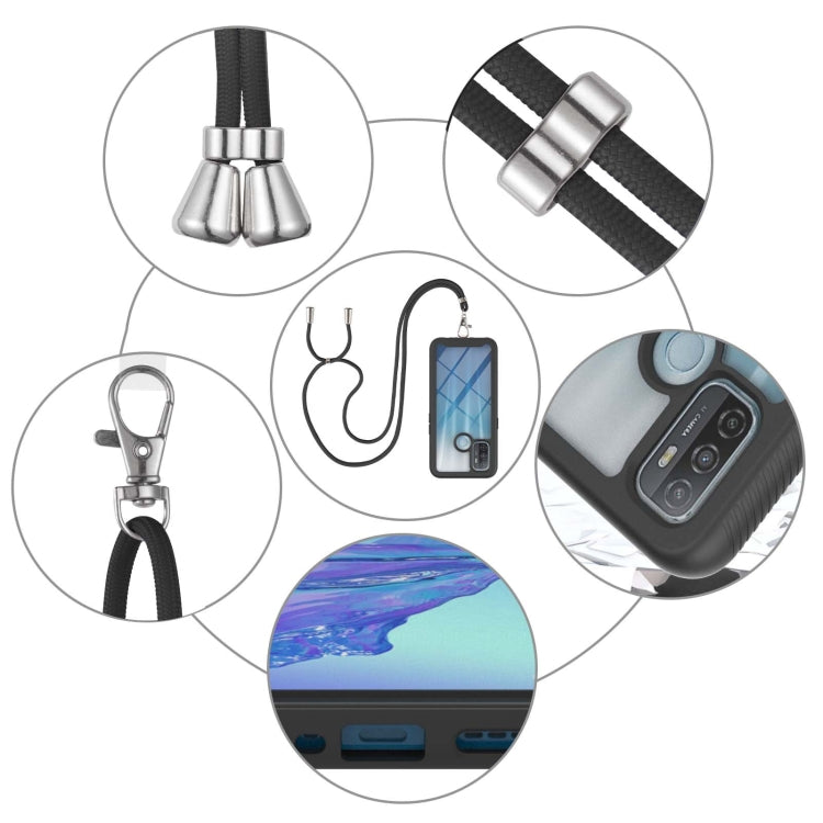 For OPPO A53 Starry Sky Solid Color Series Shockproof PC + TPU Protective Case with Neck Strap