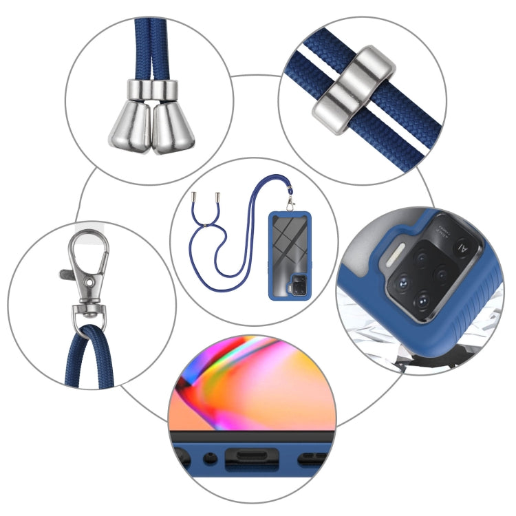 For OPPO A94 4G / Reno5 Lite Starry Sky Solid Color Series Shockproof PC + TPU Protective Case with Neck Strap