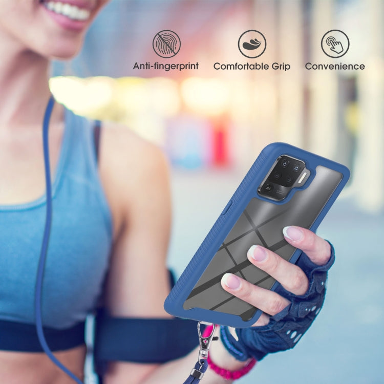 For OPPO A94 4G / Reno5 Lite Starry Sky Solid Color Series Shockproof PC + TPU Protective Case with Neck Strap