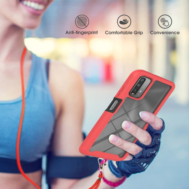 For Xiaomi Poco M3 / Redmi Note 9 4G / Redmi 9 Power / Redmi 9T Starry Sky Solid Color Series Shockproof PC + TPU Protective Case with Neck Strap