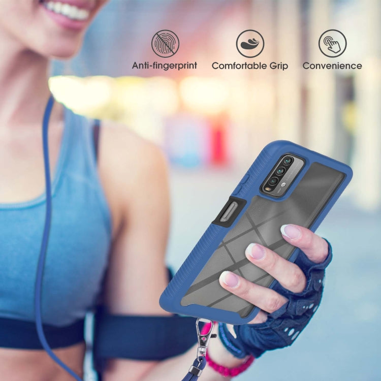 For Xiaomi Poco M3 / Redmi Note 9 4G / Redmi 9 Power / Redmi 9T Starry Sky Solid Color Series Shockproof PC + TPU Protective Case with Neck Strap