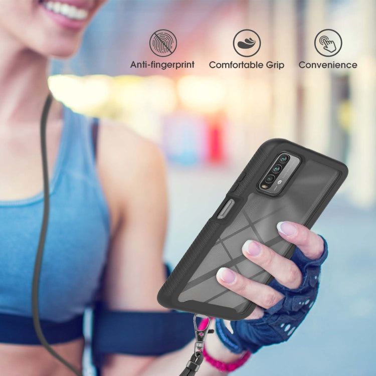 For Xiaomi Poco M3 / Redmi Note 9 4G / Redmi 9 Power / Redmi 9T Starry Sky Solid Color Series Shockproof PC + TPU Protective Case with Neck Strap