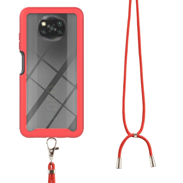 For Xiaomi Poco X3 NFC Starry Sky Solid Color Series Shockproof PC + TPU Protective Case with Neck Strap