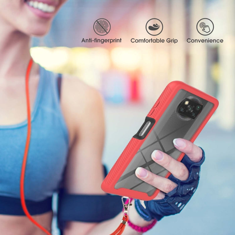 For Xiaomi Poco X3 NFC Starry Sky Solid Color Series Shockproof PC + TPU Protective Case with Neck Strap