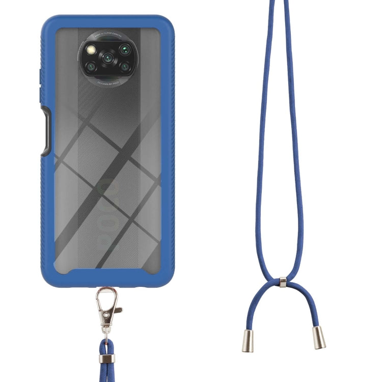 For Xiaomi Poco X3 NFC Starry Sky Solid Color Series Shockproof PC + TPU Protective Case with Neck Strap