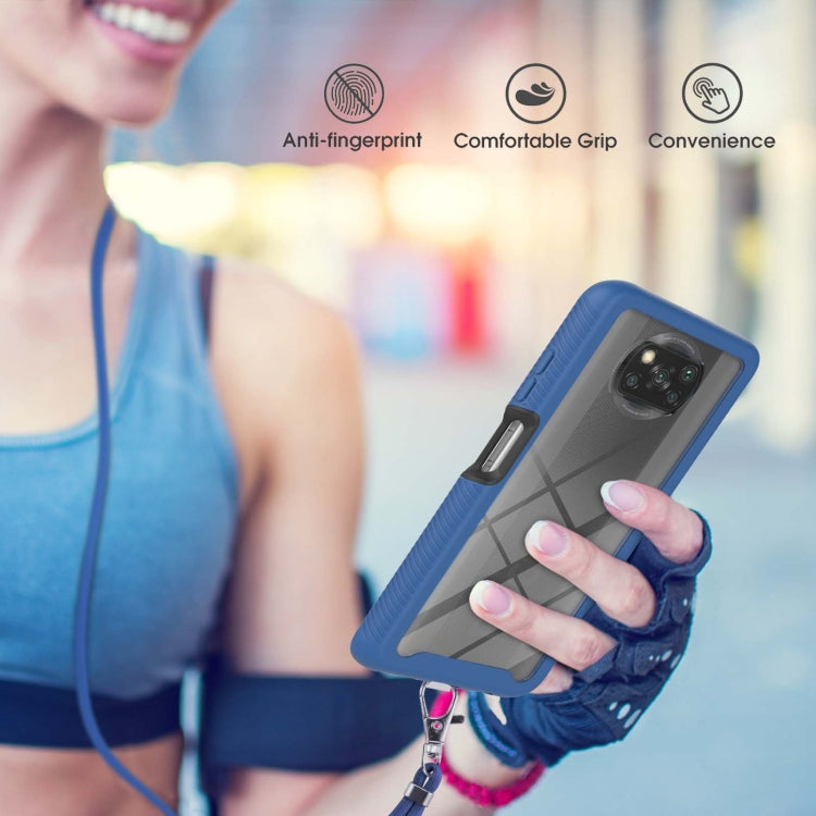 For Xiaomi Poco X3 NFC Starry Sky Solid Color Series Shockproof PC + TPU Protective Case with Neck Strap