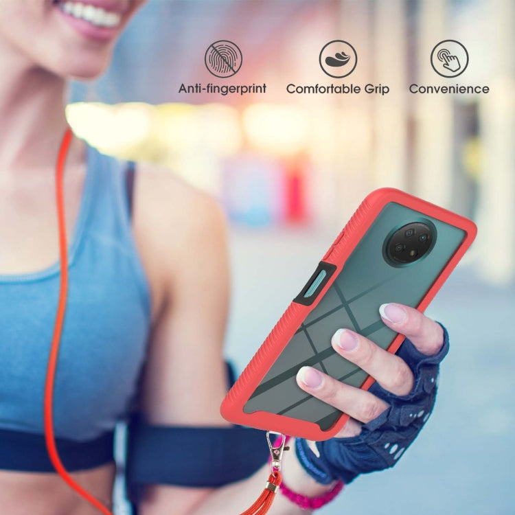 For Xiaomi Redmi Note 9 5G / Redmi Note 9T 5G Starry Sky Solid Color Series Shockproof PC + TPU Protective Case with Neck Strap