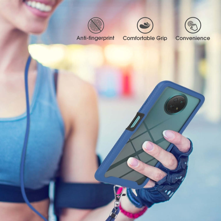 For Xiaomi Redmi Note 9 5G / Redmi Note 9T 5G Starry Sky Solid Color Series Shockproof PC + TPU Protective Case with Neck Strap