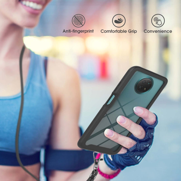 For Xiaomi Redmi Note 9 5G / Redmi Note 9T 5G Starry Sky Solid Color Series Shockproof PC + TPU Protective Case with Neck Strap