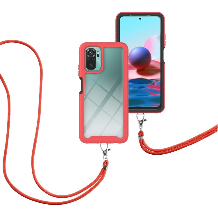 For Xiaomi Redmi Note 10 Starry Sky Solid Color Series Shockproof PC + TPU Protective Case with Neck Strap