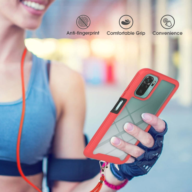 For Xiaomi Redmi Note 10 Starry Sky Solid Color Series Shockproof PC + TPU Protective Case with Neck Strap