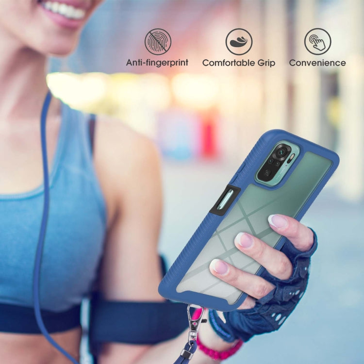 For Xiaomi Redmi Note 10 Starry Sky Solid Color Series Shockproof PC + TPU Protective Case with Neck Strap