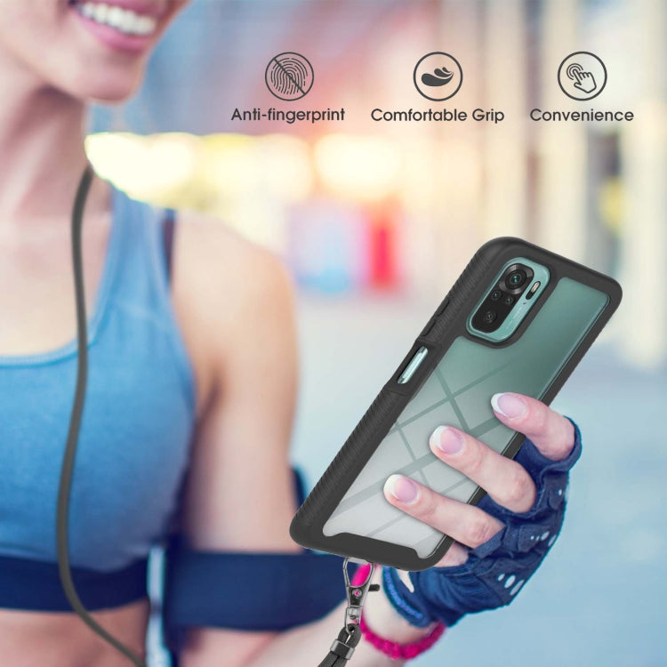 For Xiaomi Redmi Note 10 Starry Sky Solid Color Series Shockproof PC + TPU Protective Case with Neck Strap