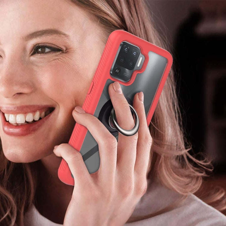 For OPPO A94 4G / Reno5 Lite Starry Sky Solid Color Series Shockproof PC + TPU Protective Case with Ring Holder & Magnetic Function