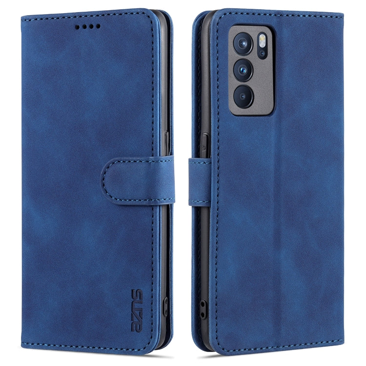 For OPPO Reno6 Pro 5G AZNS Skin Feel Calf Texture Horizontal Flip Leather Case with Card Slots & Holder & Wallet